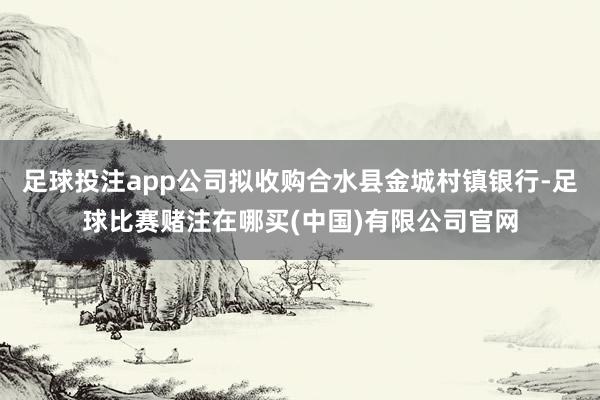 足球投注app公司拟收购合水县金城村镇银行-足球比赛赌注在哪买(中国)有限公司官网