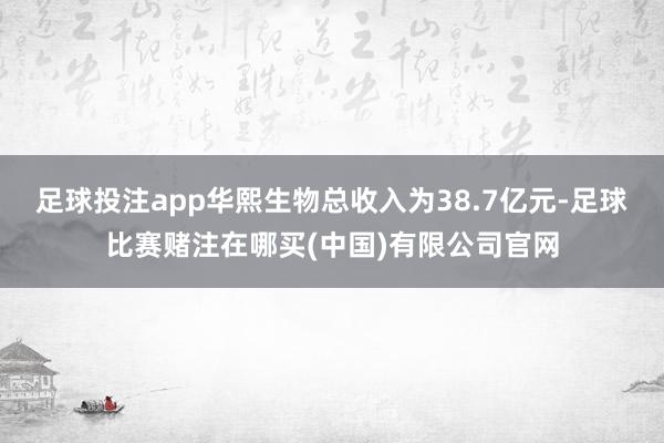 足球投注app华熙生物总收入为38.7亿元-足球比赛赌注在哪买(中国)有限公司官网