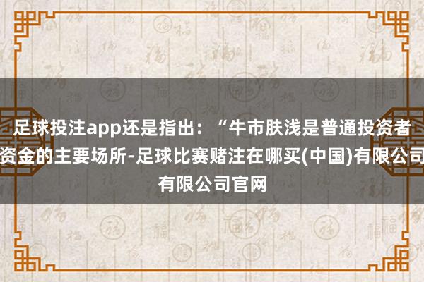 足球投注app还是指出：“牛市肤浅是普通投资者损失资金的主要场所-足球比赛赌注在哪买(中国)有限公司官网