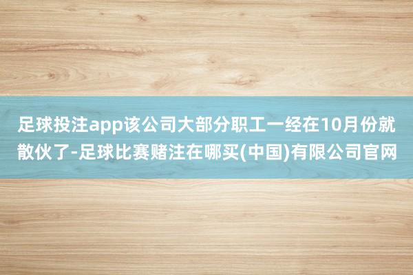 足球投注app该公司大部分职工一经在10月份就散伙了-足球比赛赌注在哪买(中国)有限公司官网