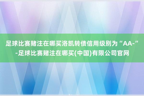 足球比赛赌注在哪买洛凯转债信用级别为“AA-”-足球比赛赌注在哪买(中国)有限公司官网