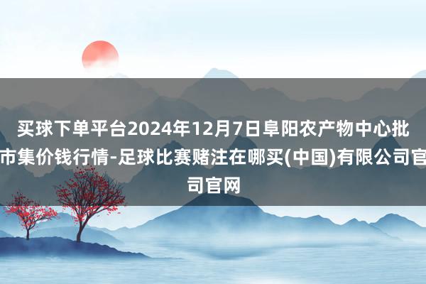 买球下单平台2024年12月7日阜阳农产物中心批发市集价钱行情-足球比赛赌注在哪买(中国)有限公司官网