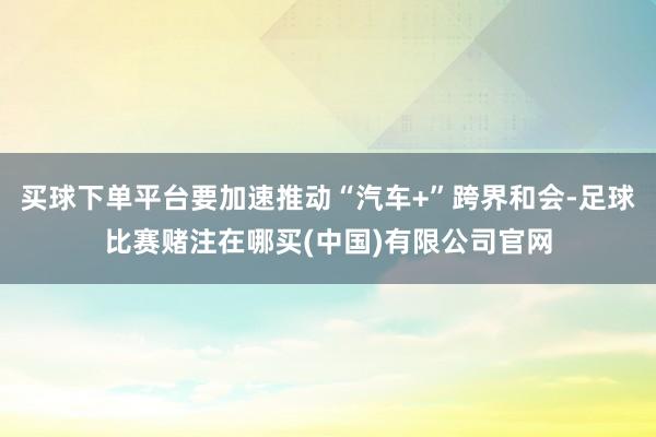 买球下单平台要加速推动“汽车+”跨界和会-足球比赛赌注在哪买(中国)有限公司官网