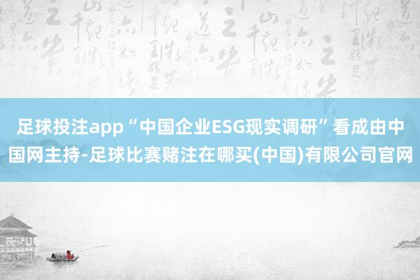 足球投注app“中国企业ESG现实调研”看成由中国网主持-足球比赛赌注在哪买(中国)有限公司官网