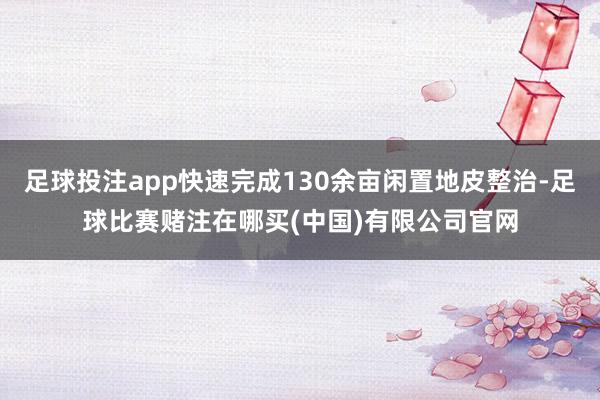 足球投注app快速完成130余亩闲置地皮整治-足球比赛赌注在哪买(中国)有限公司官网