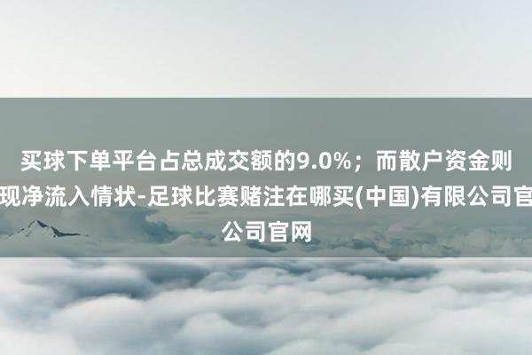 买球下单平台占总成交额的9.0%；而散户资金则呈现净流入情状-足球比赛赌注在哪买(中国)有限公司官网