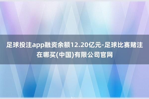 足球投注app融资余额12.20亿元-足球比赛赌注在哪买(中国)有限公司官网