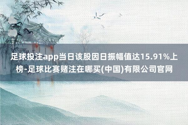 足球投注app当日该股因日振幅值达15.91%上榜-足球比赛赌注在哪买(中国)有限公司官网